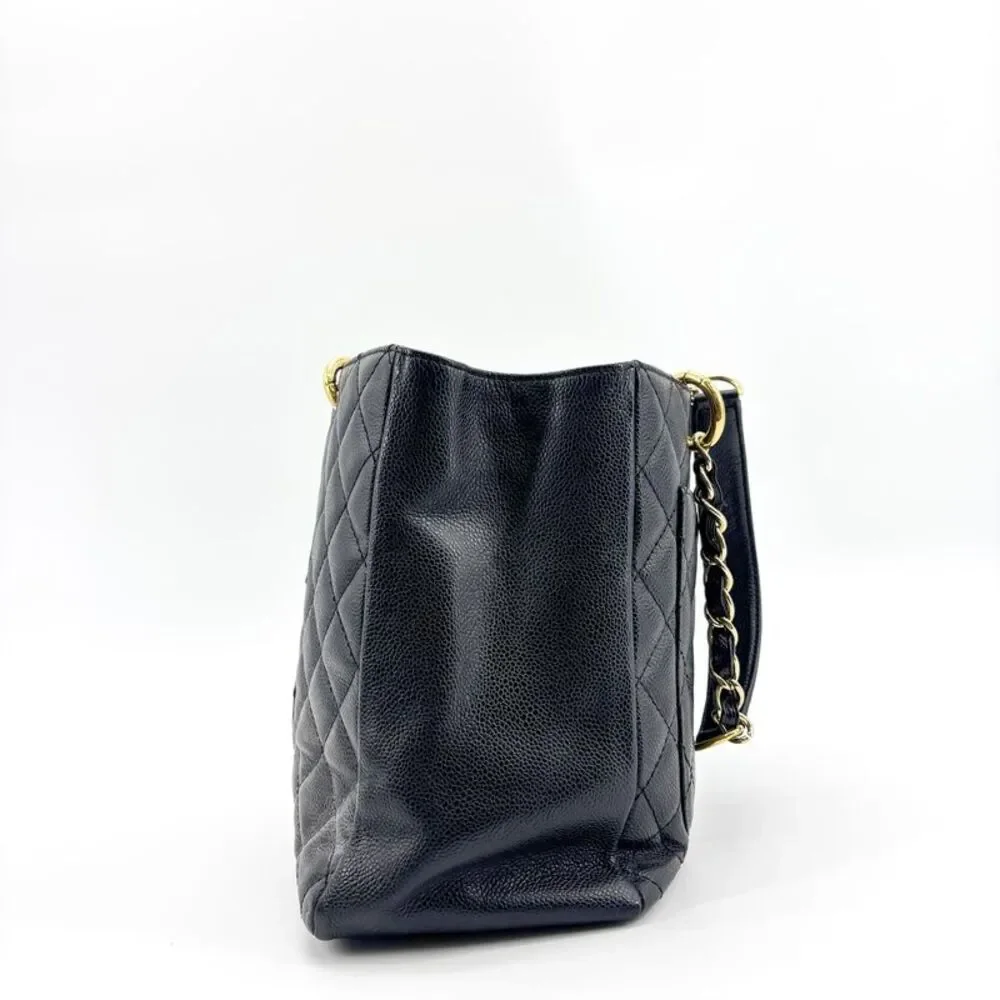 Chanel Caviar Grand Shopping Tote Bag Black Gold Hardware